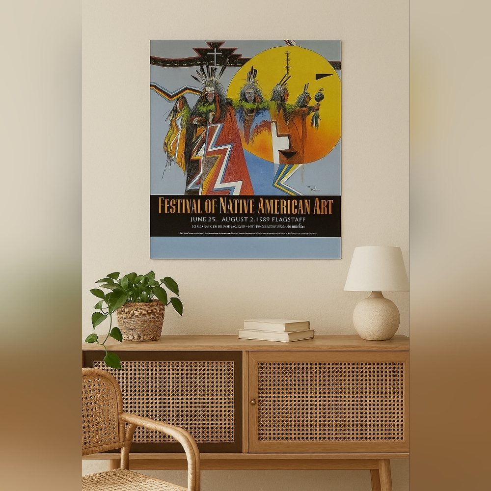 80s Native American Art Vintage Festival Poster
